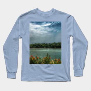 Picturesque scenic tranquil landscape of Danube river Long Sleeve T-Shirt